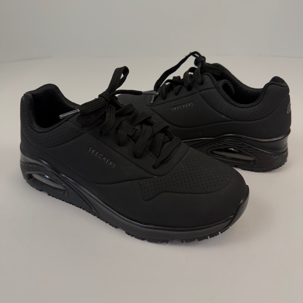 Skechers Work Uno SR Sutal Black Slip Resistant Wide Sneakers 108021W Womens 6.5